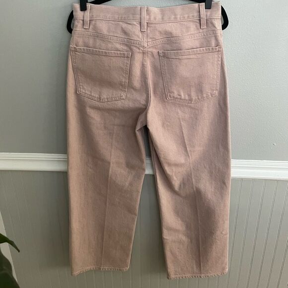 Theory Wide Crop Jeans In Dyed Denim Blush Pink Size 28 - Picture 9 of 13